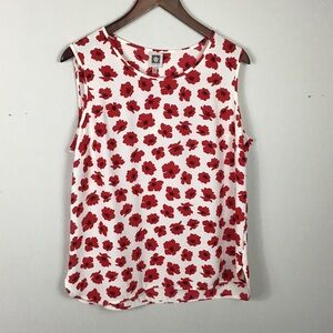 Brand New with Tags Anne Klein Cream top Red Pinot floral print Size large